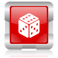 dice red square web glossy icon