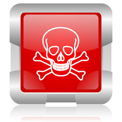 skull red square web glossy icon