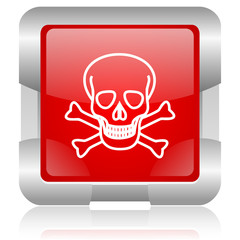 skull red square web glossy icon