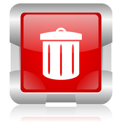 recycle red square web glossy icon