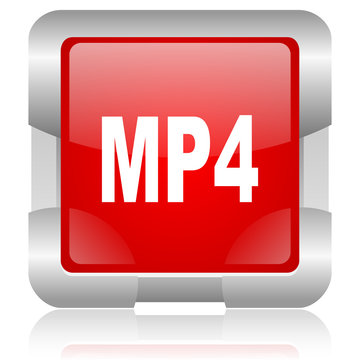 mp4 red square web glossy icon