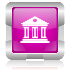 museum pink square web glossy icon