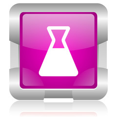 chemistry pink square web glossy icon