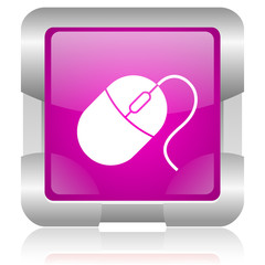 mouse pink square web glossy icon