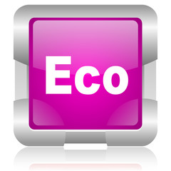 eco pink square web glossy icon