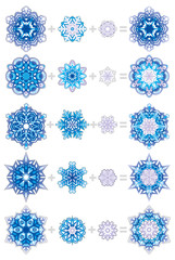 Snowflakes layered with ornaments
