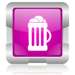 beer pink square web glossy icon