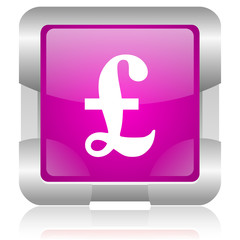 omega pink square web glossy icon