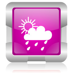 weather forecast pink square web glossy icon