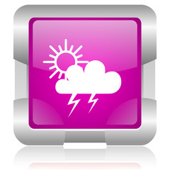 weather forecast pink square web glossy icon