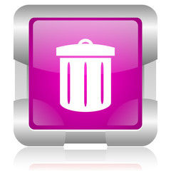recycle pink square web glossy icon