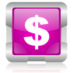 us dollar pink square web glossy icon