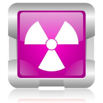 radiation pink square web glossy icon
