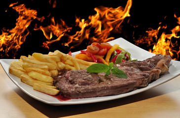 Entrecot a la barbacoa.