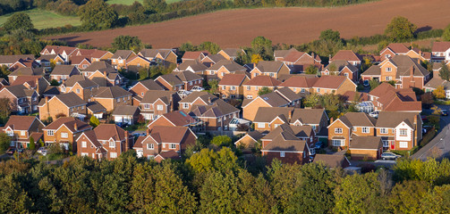 Aerial View of UK Houses - obrazy, fototapety, plakaty