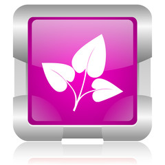 heart pink square web glossy icon