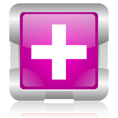 Obraz premium emergency pink square web glossy icon
