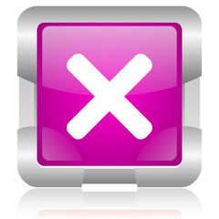 cancel pink square web glossy icon