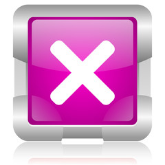 Obraz premium cancel pink square web glossy icon