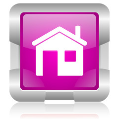 home pink square web glossy icon
