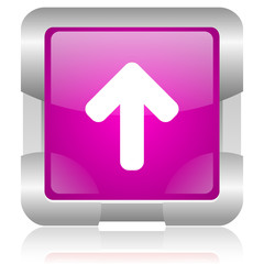 arrow up pink square web glossy icon