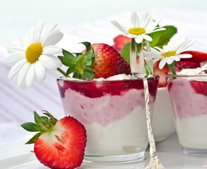 Geschmack des Sommers: Erdbeeren und Joghurt