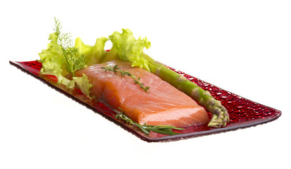  Salmon fillet garnished