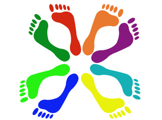 Fototapeta na wymiar Footprints in different colors