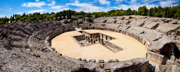 Roman Amphitheater ruin Italica. Province Seville, Spain