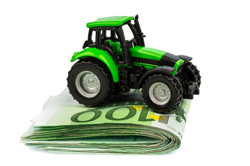 Traktor auf Euro-Banknoten