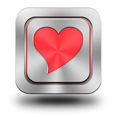 Red heart aluminum glossy icon - obrazy, fototapety, plakaty