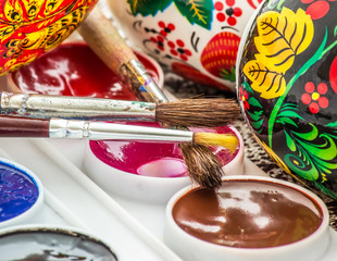 religious spring easter egg painted watercolor brush closeup