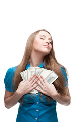 businesswoman holding money