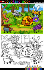 insectes ou insectes de dessin animé pour livre de coloriage