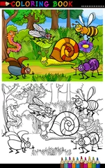 Poster Bricolage insectes ou insectes de dessin animé pour livre de coloriage