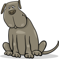 funny big gray dog cartoon illustration