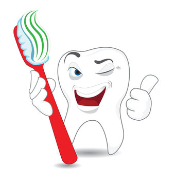 recommend clip art: Cartoon Tooht with Toothbrush