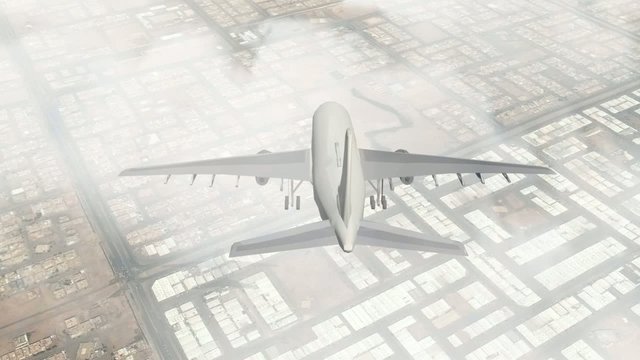 airplane flight over Riyadh city