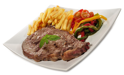 Entrecot con patatas fritas.