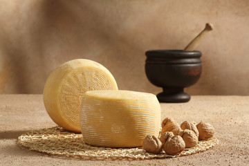 caciotta and walnuts