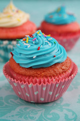 Pink and blue cupcake