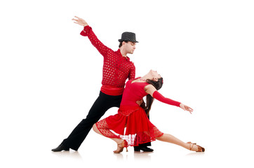Pair of dancers isolated on the white