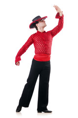 Man dancing spanish dances on white