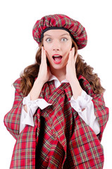 Young woman in traditional scottish clothing