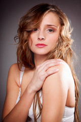 Naklejka premium Portrait of beautiful woman long hair