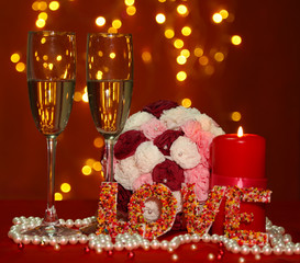 Composition Valentine's Day on lights background
