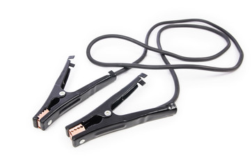 Car battery jumpers isolated on white