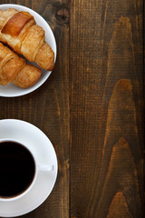 coffee and croissants with copy space