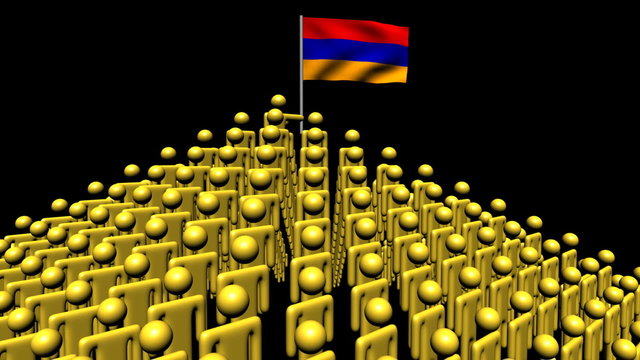 pyramid of men with rippling Belize flag animation