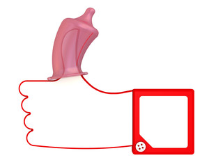 Презерватив на большом пальце руки